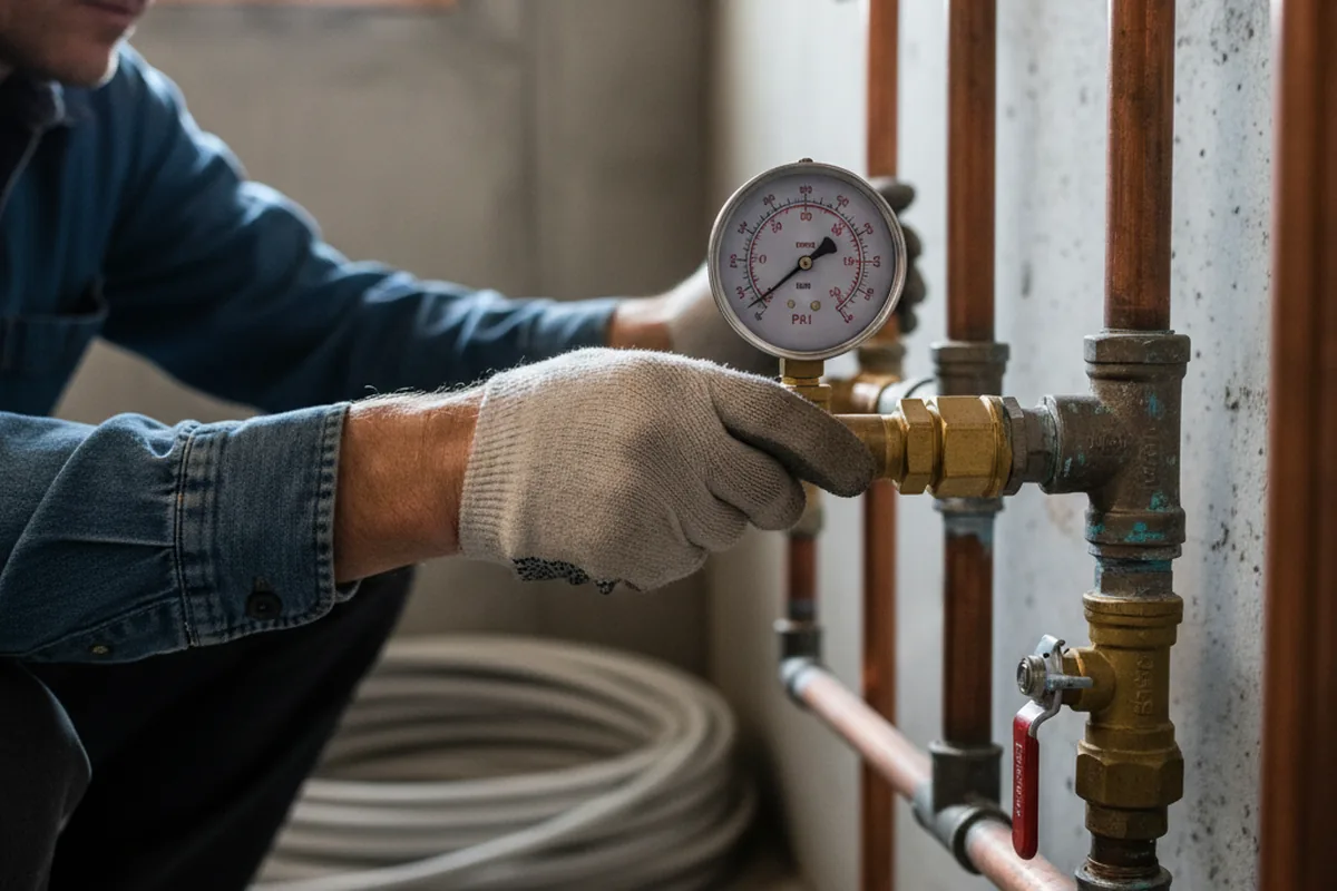 Pressure testing a repaired line during Water Line Repair in Colorado Springs